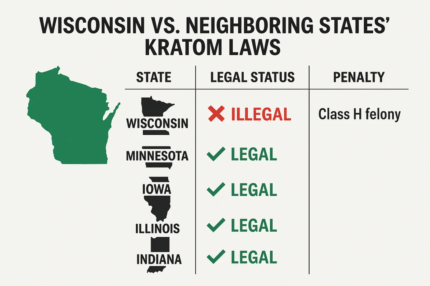 Kratom Legal in Wisconsin State Laws, Bans & Penalties